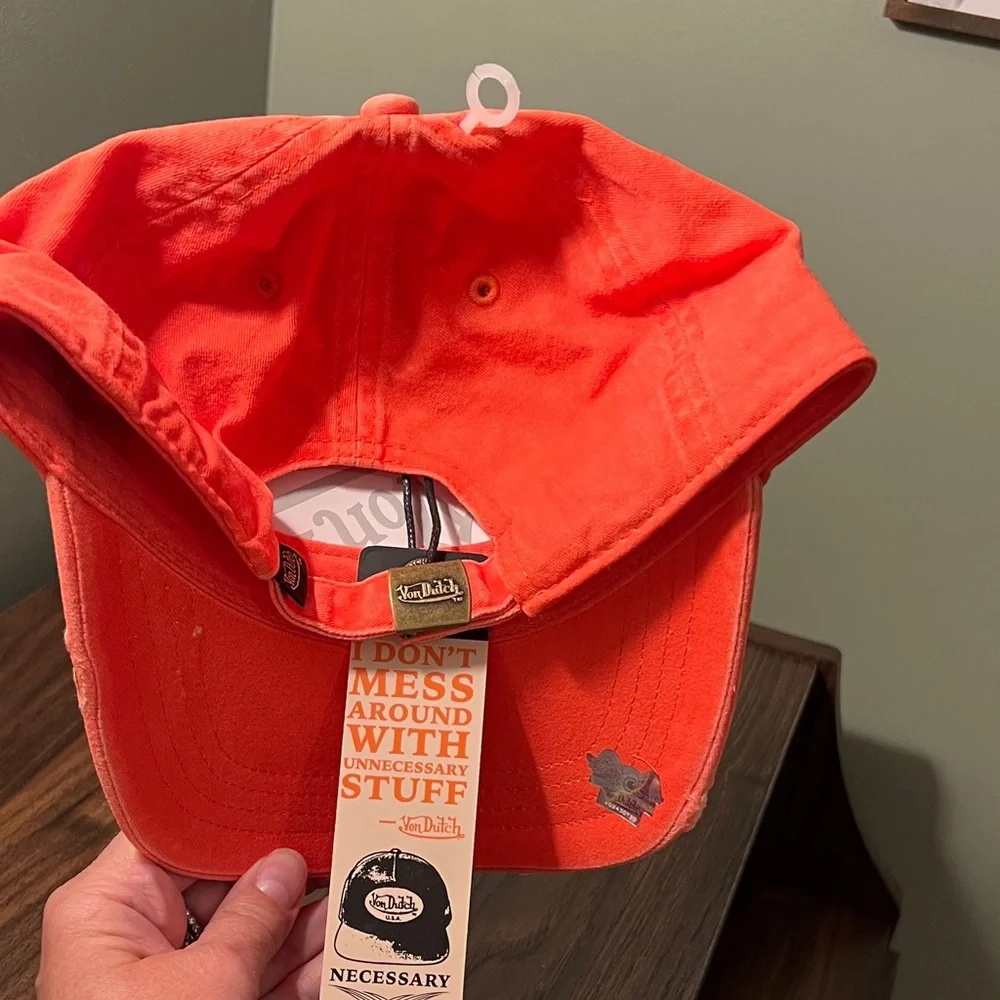 Von Dutch Bright Orange Logo Dad Cap - Picture 3 of 7